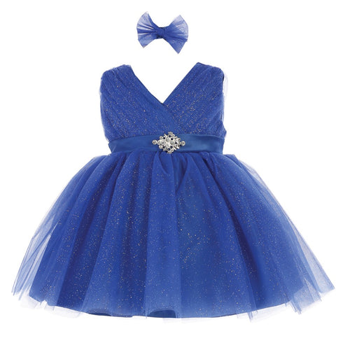 Baby Girls Satin Sash Pleated Tulle Flower Girl Dress 6-24M